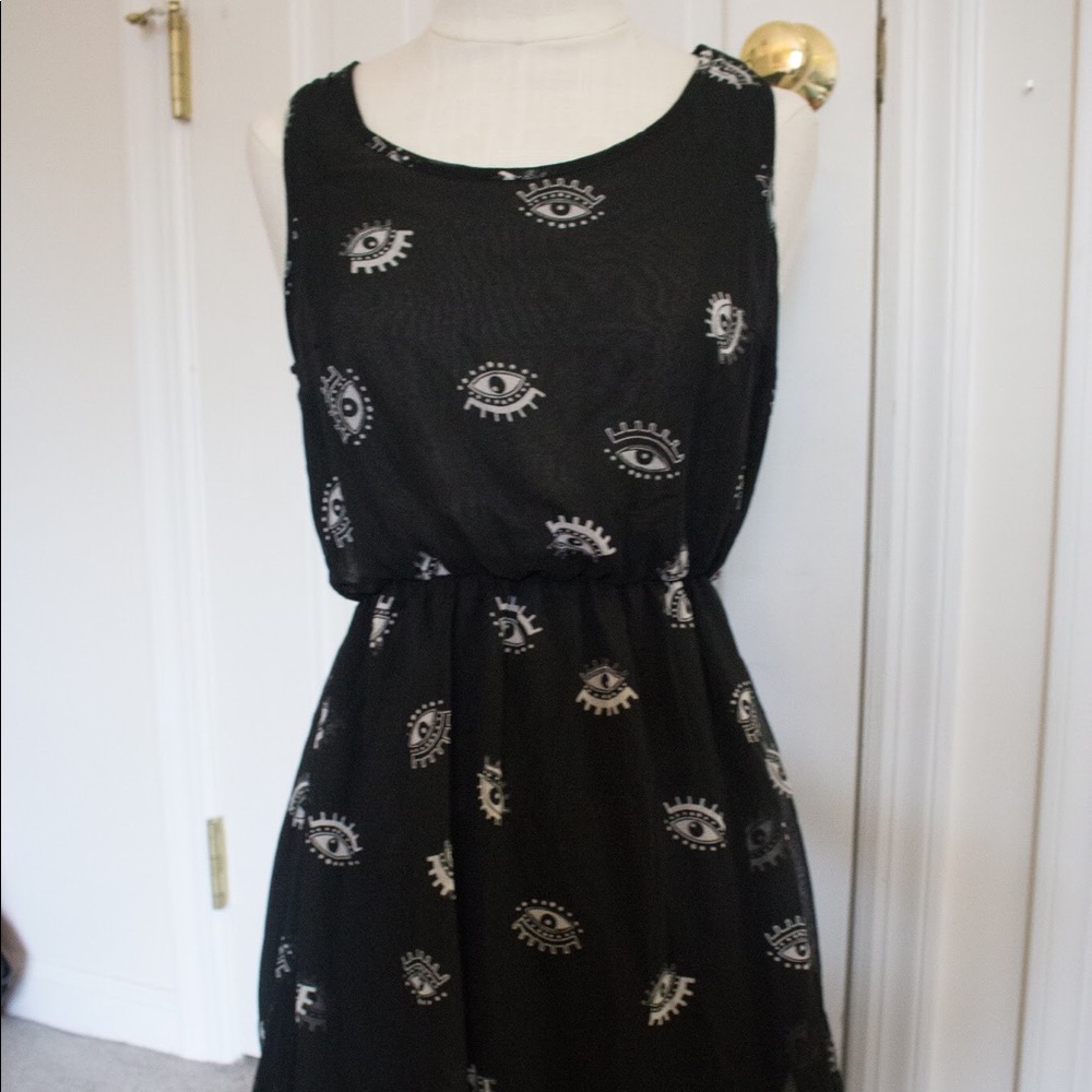 Black Dress with White Eye Pattern